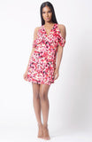FLORAL PRINT COLD SHOULDER WRAP DRESS