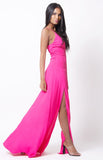 V NECK DOUBLE SLIT MAXI DRESS