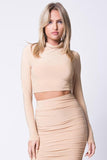 MOCK NECK RUCHED TWO PIECE SET