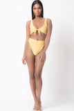SOLID TIE FRONT HIGH WAIST UNDIE SET