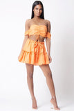 OFF SHOULDER SOLID TWO PIECE SET