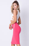 HIGH WAIST SOLID MIDI SKIRT