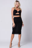 SOLID HIGH WAIST MIDI SKIRT SET