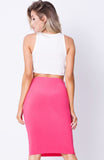 HIGH WAIST SOLID MIDI SKIRT
