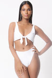 SOLID TIE FRONT HIGH WAIST UNDIE SET