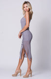 ONE SHOULDER MESH MIDI DRESS