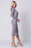 ONE SHOULDER MESH MIDI DRESS