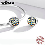 WOSTU Egypt Bastet &  Eyes Note 925 Sterling Silver Charm Bead Pendant Fit Original Bracelet Fine for Women Jewelry FIC1857