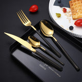 Spklifey Dinnerware Gold Spoon Cutlery Set Fork Spoon Steel Cutlery Set Steak Knife Stainless Steel Cutlery Dinnerware Set