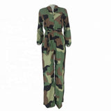 New Winter and Fall Loose Camouflage Long Sleeve Jumpsuit for Women