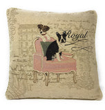 DaDa Bedding Set of 2-Pieces Royal Dogs Bulldog Beagle Tapestry Throw Pillow Covers W/ Inserts, 18" X 18"