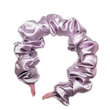 Custom Crumpled Fabric Fluffy Hair Bands Satin Silk Scrunchie Headband for Women