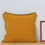 Cotton Linen Plain Cushion Cover 50x50cm Pillow Cover Ivory Mustard Green Blue Fringed for Home Decoration Bed Sofa Couch - shopwishi 