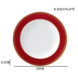 Ceramics Flat Plate Bone China Cup Saucer Set Red Platter Tableware European Style Western Dinner Dishes Coffee Cup Set 1pcs