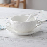 Guci the Soup Spoon With Ears Tray Soup Bowl Fanpen Deep  Bowl Ceramic Salad Bowl