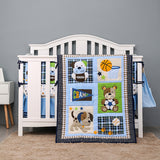 Nursery Crib Bedding Set With Bumper Pad, 100 Percent Cotton Percale Boys Crib Bedding Set With Bumper Pad for US Standard Cot