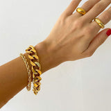 3mm 6mm 8mm 12mm Miami Cuban Chain Bracelet Punk Jewelry for Men Women 18K Gold Plated Stainless Chain Bracelet
