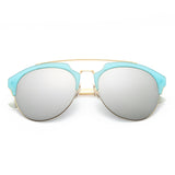 COROLLA | CA15 - Half Frame Mirrored Lens Horned Rim Sunglasses Circle