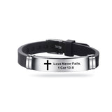 Cross Bible Christian Men Bracelet Adjustable Length Silicone Bangles