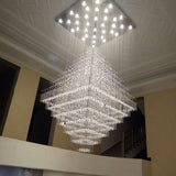 Modern and Simple Double Staircase Crystal Chandelier Luxury Long Crystal Bead Pendant Lamps