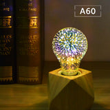 E27 RGB Neon Light AC 110v-220v Glass LED Lamp Bulbs 3D Fireworks Effect Neon Sign for Wedding Holiday Home Decoration Lighting
