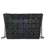 Luminous Hologram Geometry Tote Quilted Shoulder Crossbody Handbag for Women