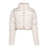 Solid Women Coat 2021 Hot Body-Shaped Chilly Parkas Autumn Winter Zipper Pocket Cotton-Padded Thick Jacket Female Outfits