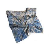 Blue Gold Silk Scarf Pattern Bandana Scarf Silk