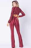 STRIPED PRINT WIDE LEGS PANTS SET