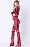STRIPED PRINT WIDE LEGS PANTS SET