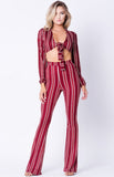 STRIPED PRINT WIDE LEGS PANTS SET