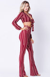 STRIPED PRINT WIDE LEGS PANTS SET
