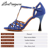 Ladingwu Women's Suede Blue Black Red Salsa Dancing Shoes