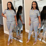 Women Two Piece Set Winter Clothes Glitter Short Sleeve Fleece Casual Bodycon Women 2 Piece Pants Set Christmas