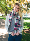 White Blend Classic Plaid Blanket Scarf