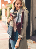 Soft Burgundy & Blue Plaid Waffle Style Knit