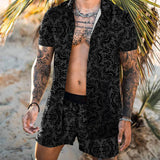 Men Clothes Set Summer Mens Punk Rock Party Suit Mens Club Beach Track Suits 2021 Boardshorts + Casual Print Shirts 2 Pcs Sets