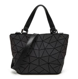 Luminous Hologram Geometry Tote Quilted Shoulder Crossbody Handbag for Women