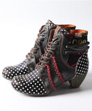 Trendy Fashion Women Motorcycle Chunky Heel Black Leather Boots