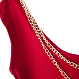 Sexy Scoop Neck Sleeveless Chain Embellished Dress For Women