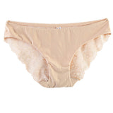 Sexy Low Waist Lace Spliced See-Through Panties for Women