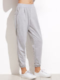 Grey Elastic Waist Pocket Pants