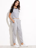 Grey Elastic Waist Pocket Pants