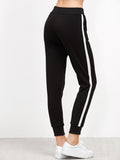 Black Striped Side Drawstring Pants