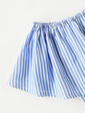 Frill Bardot Self Tie Striped Romper