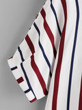 Double V Neckline Stripe Blouse