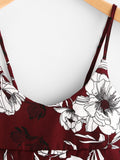 Floral Print Random Box Pleat Cami Top