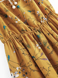 Braided Bead Strap Tie Floral Print Random Dress