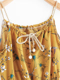 Braided Bead Strap Tie Floral Print Random Dress