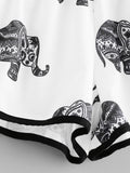 Elephant Print Ringer Shorts